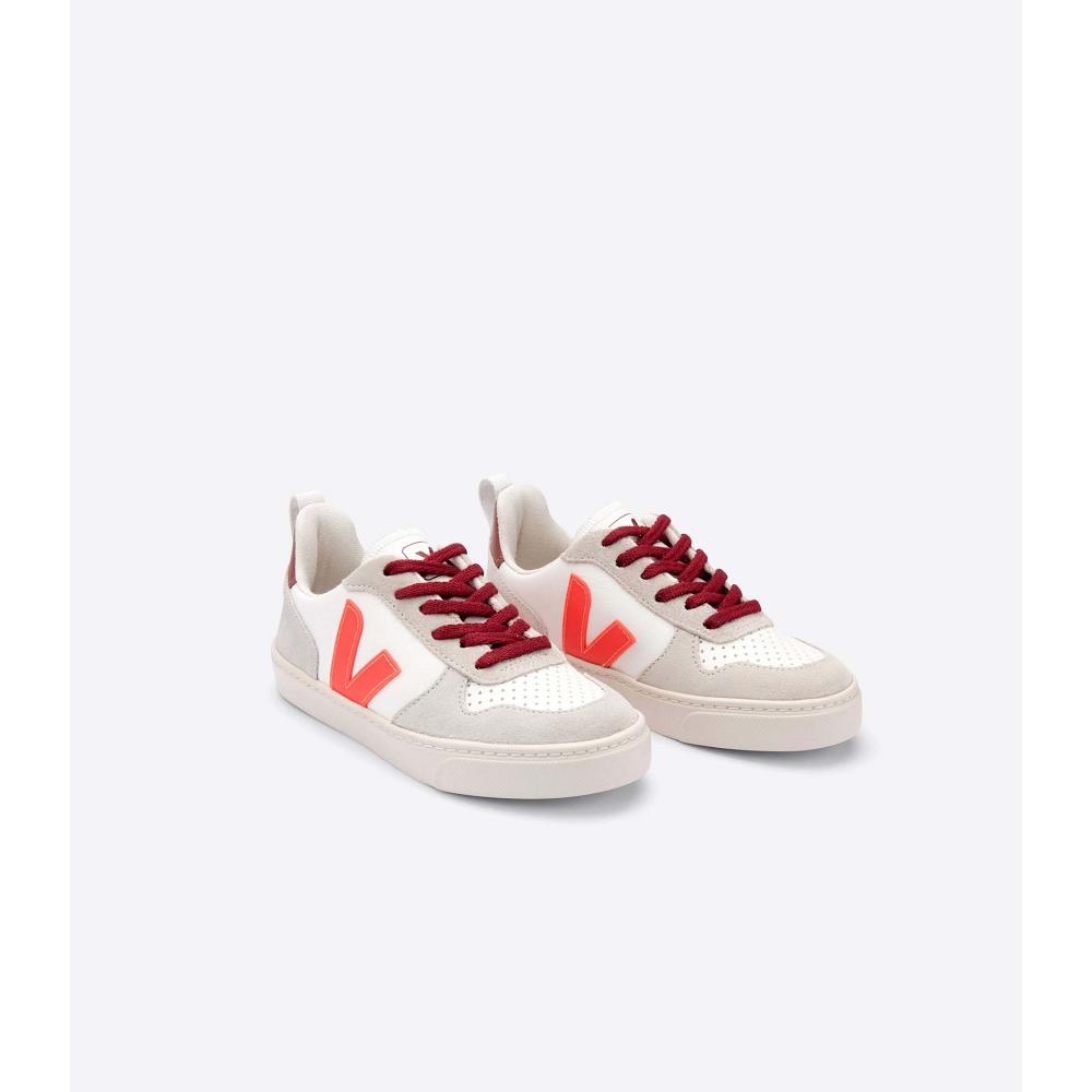 White/Orange Kids' Veja V-10 BONTON Sneakers | AU 838UZG